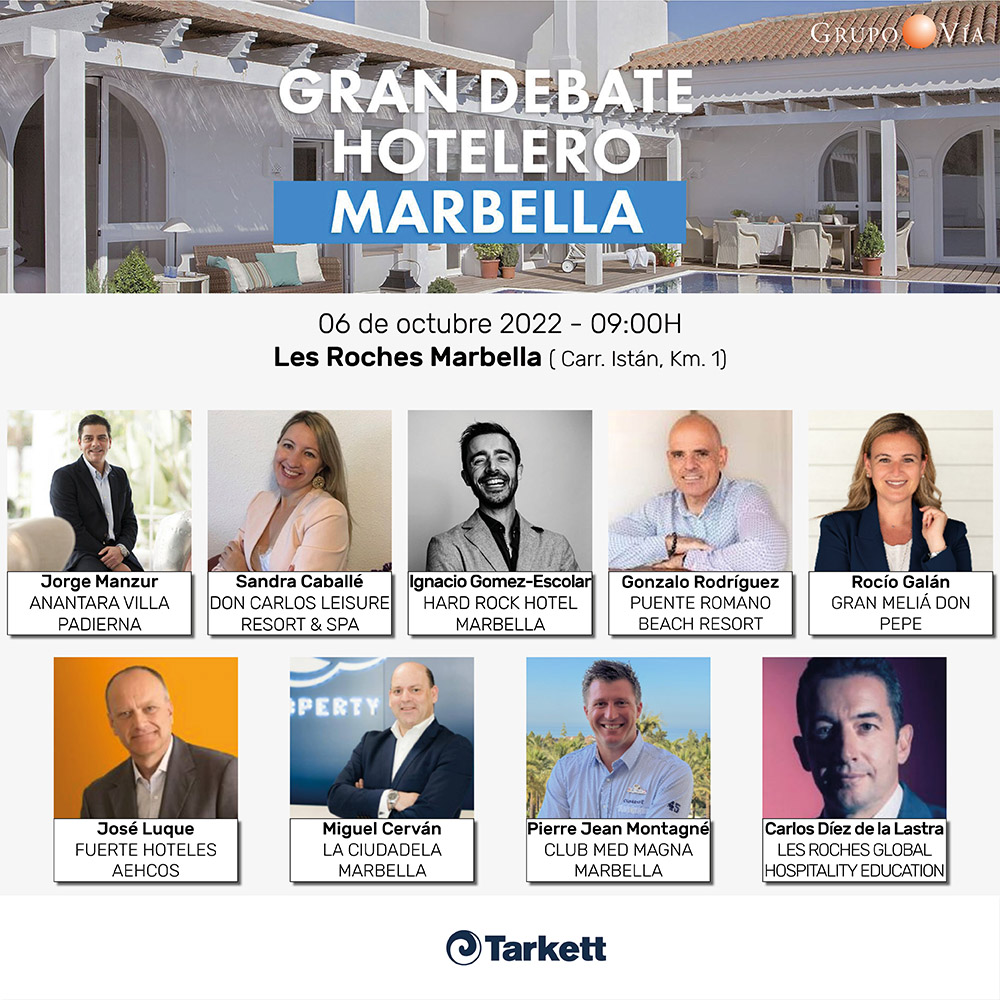GrupoViaSpain's tweet photo. GRAN DEBATE HOTELERO - MARBELLA

📍 Les Roches Marbella (Carr. Istán, Km. 1, 29602 Marbella, Málaga)

⏰06 octubre 2022 - 9:00h

📢 Patrocina 
@TarkettES 

#grandebatehotelero #lídereshoteleros #grupovia #eventosmálaga #costadelsol https://t.co/VKMZR8kGJw