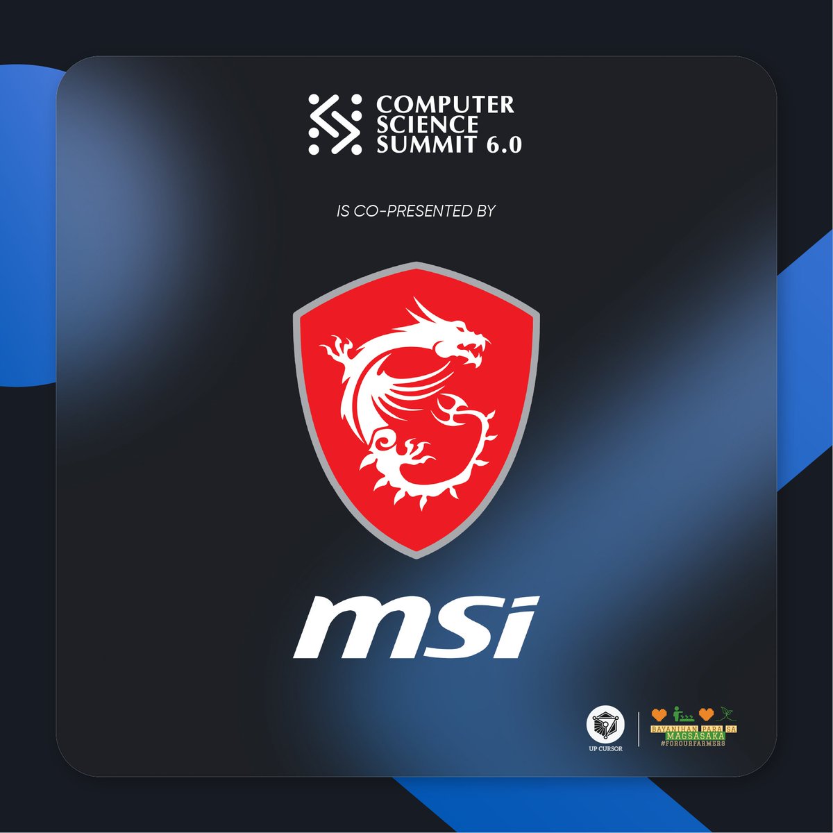 the_cssummit's tweet photo. As the Computer Science Summit 6.0 draws to a close, UP CURSOR would like to thank our Company Sponsors for making this event possible.

Profits will go to our official beneficiary, @forourfarmers 

#TeknolohiyaParaSaMasa #CSS2022 https://t.co/bbST6lkJ7O