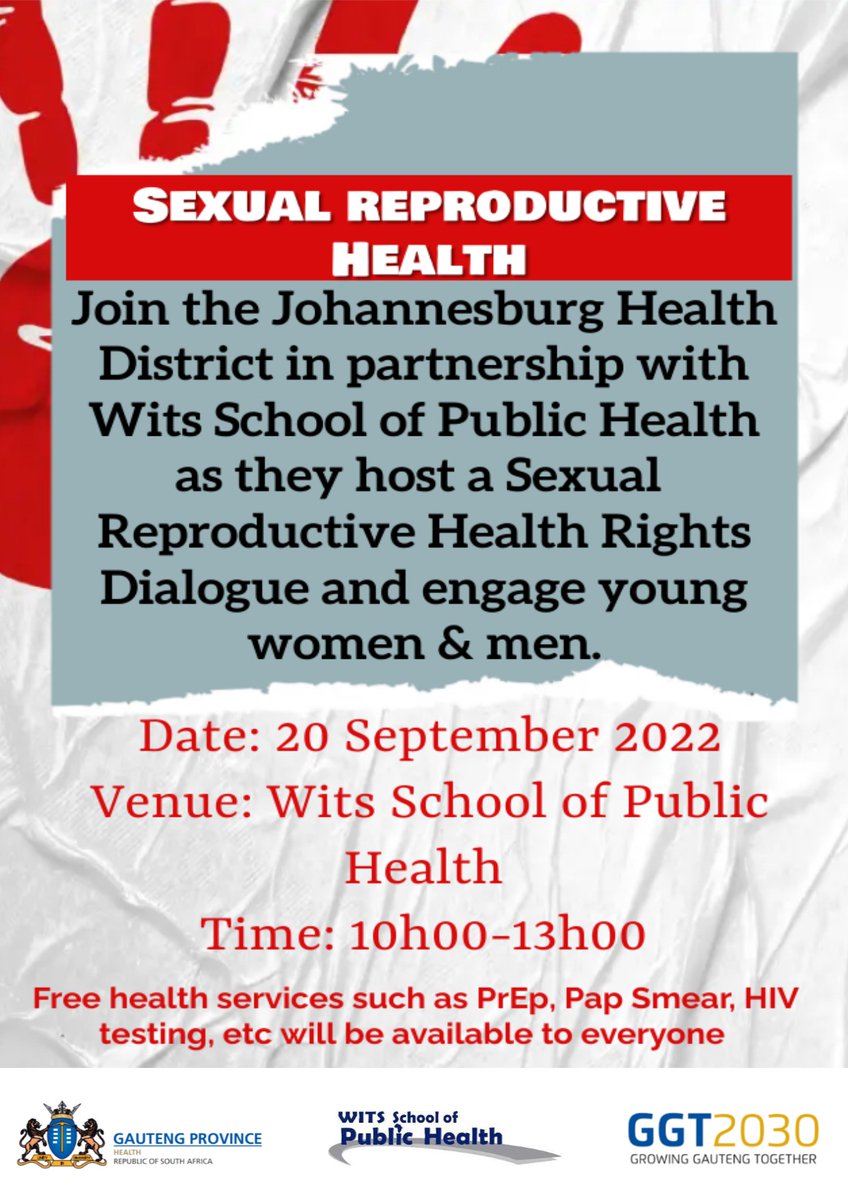 Join us tomorrow for the Sexual Reproductive Health Rights Dialogue @Wits School of Public health,whereby health professionals will be engaging with young men &amp; women on health issues that affect them.
#StopIllegalAbortions