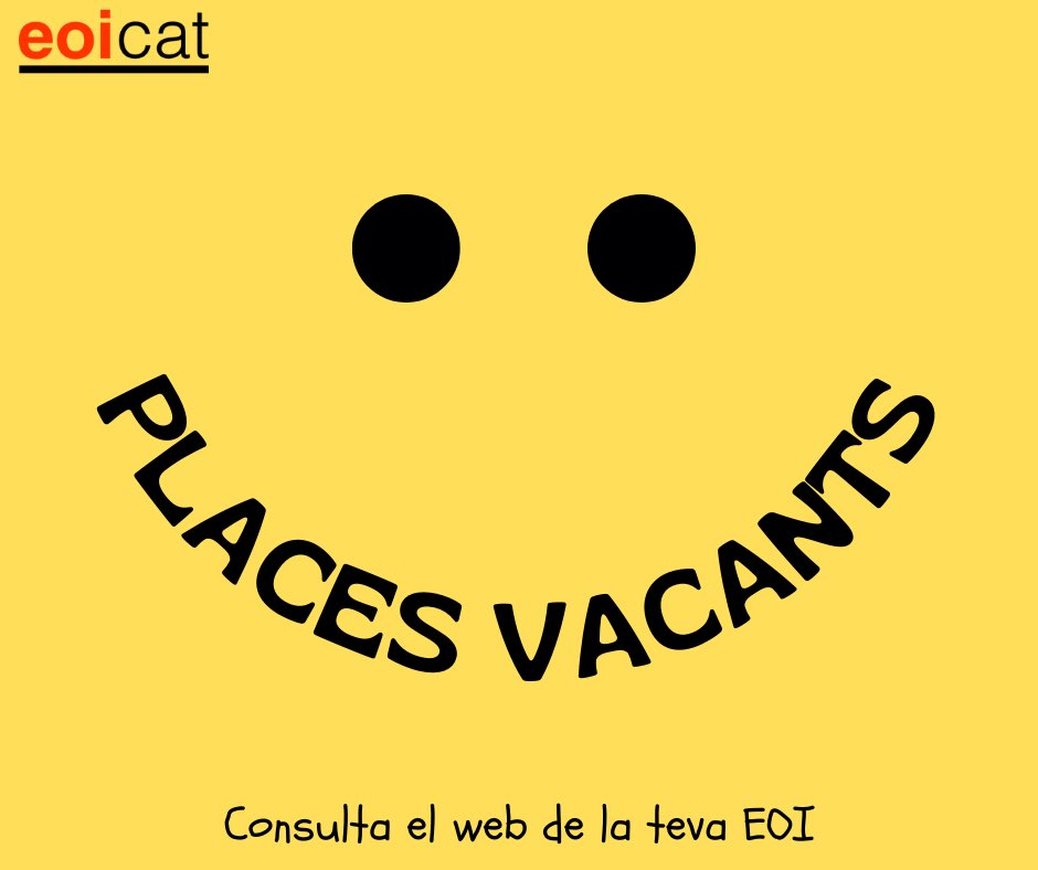 eoicat's tweet photo. Et vas preinscriure i vas quedar a la llista d'espera? Se t'ha passat la matrícula?! Vols optar a les places que han quedat lliures a l'EOI? Encara hi ets a temps!!! Comprova al web de la teva EOI si hi ha vacants i formalitza la matrícula. #EOICAT https://t.co/7uPZYfAj0o