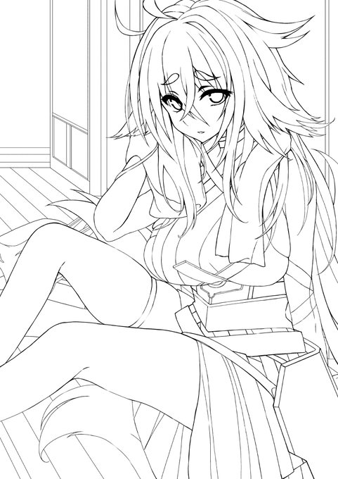 土佐ちゃんの 線画完成ー?🦊🍶
あとは、塗りね(*'ω'*) 