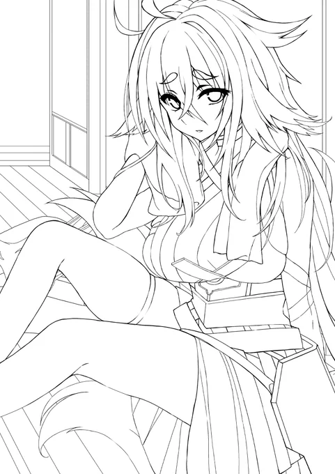 土佐ちゃんの 線画完成ー?🦊🍶
あとは、塗りね(*'ω'*) 