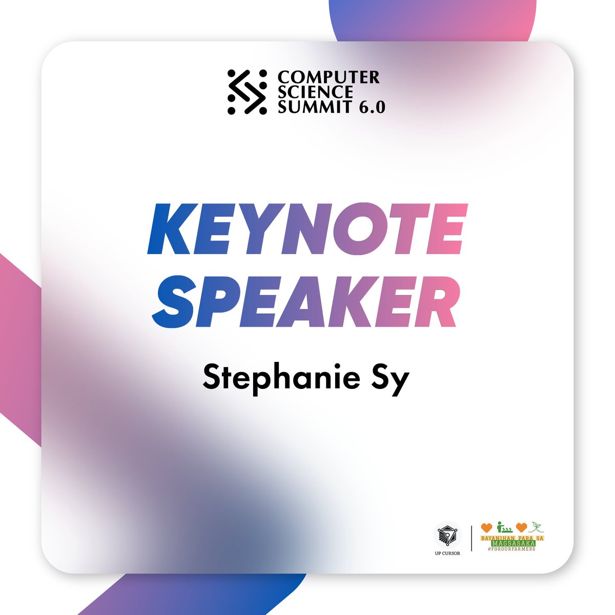 the_cssummit's tweet photo. UP CURSOR would like to thank the following individuals for being part of the Computer Science Summit 6.0 as speakers, judges, and mentors!

All profits will go to our official beneficiary, @forourfarmers. 

#TeknolohiyaParaSaMasa #CSS2022
1/2 https://t.co/lXkKQNU4wQ