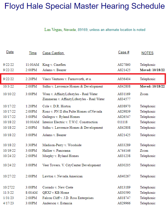 In_GENIO_MEX's tweet photo. This is HUUUGE!!! $BBIG has scheduled a Meeting on Sep 22nd with Floyd Hale (Special Master asigned by the court)... #NoMoColucci #NoMoJones #TimeToSettle @LorneRoss3 @Aaron_5021 @LauchlinB @Official_MrRic @TheNiz16 @Wall_St_Custo @Martian_Samurai @TRUExDEMON @BossBlunts1 https://t.co/DR7iiVp9i9