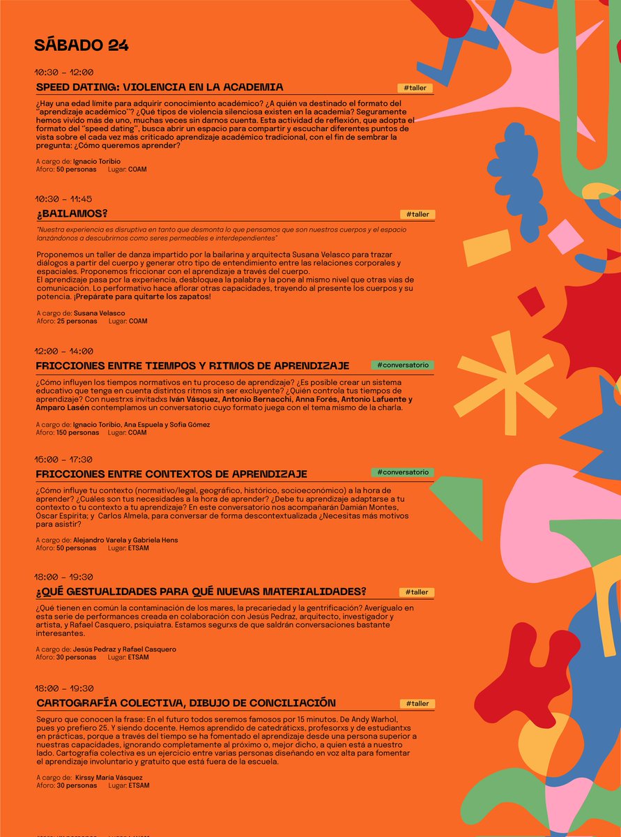 23-24sep <a href="/edumeetupm/">edumeet</a> vuelve a Madrid. 3a edición, con un programa increíble de actividades y encuentros a través de los que pensar las educaciones por venir. Venid! Inscripciones en bit.ly/inscripcionfri…
<a href="/jfreire/">Juan Freire 🇲🇽🇪🇸</a> <a href="/alafuente/">A Lafuente</a> <a href="/acorsin/">Alberto Corsín Jiménez (@acorsin@mastodon.social)</a> <a href="/zuloark/">zuloark</a> <a href="/adolfoestalella/">Adolfo Estalella</a> <a href="/ZEMOS98/">ZEMOS98</a> <a href="/basurama/">Basurama</a>