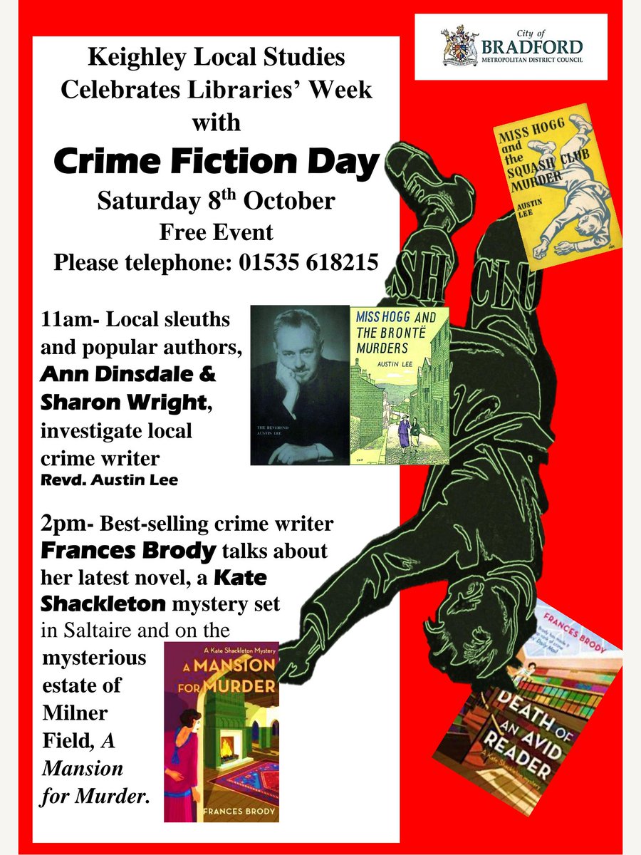 FrancesBrody's tweet photo. On Saturday October 8th at 2pm, I'll be talking about my latest #kateshackleton mystery "A Mansion for Murder" @KeighleyLibrary It's free but please ring to reserve a place #saltaire #keighley #milnerfield #titussaltjnr #librariesweek https://t.co/C7GrWsh3GU