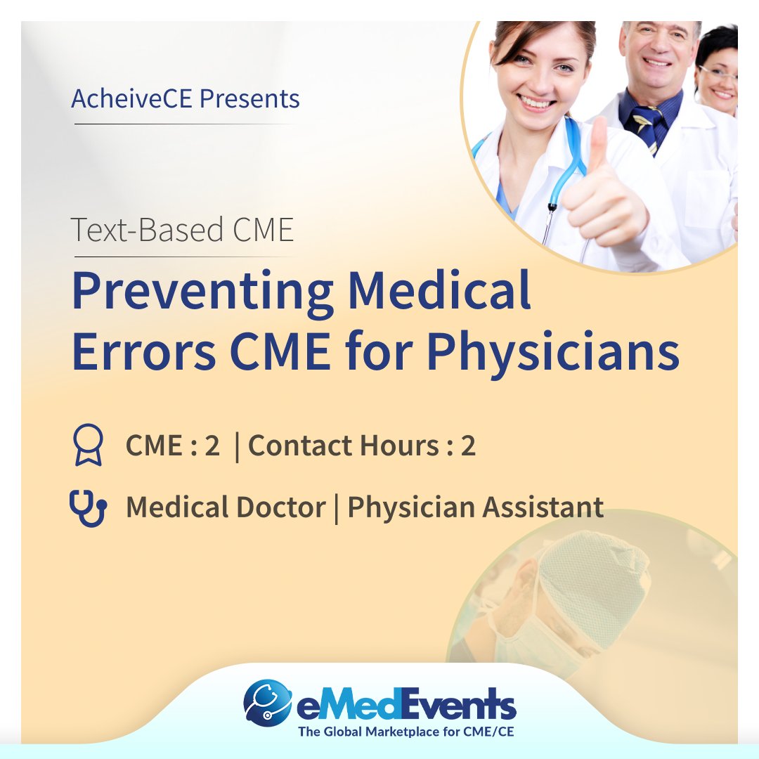 eMedEvents's tweet photo. Through this #CMEcourse, #healthcare professionals will learn how to effectively utilize root cause analysis to identify and prevent common medical errors.
Register now: https://t.co/oeNXMymmJ9
#TextbasedCME #physicians #healthcare #eMedEvents https://t.co/J0rXdt71Yk