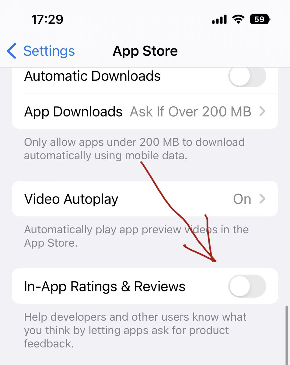 Every time you download a new app from the App Store - you have this annoying pop up message asking you to rate the app. I just found out that this can be basically turned off 🤯🤯
