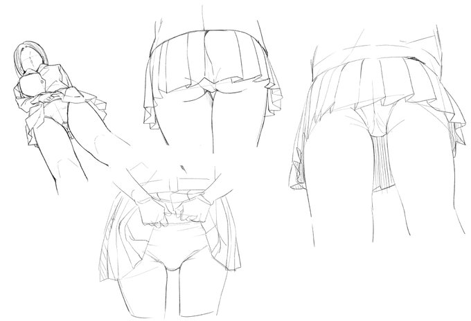 スカートとパンツの模写の練習
・ふともも少し慣れてきたかも
・パンツのしわはおしりの沿ってるのと巻き込み部分で考える

明日はちょっとおやすみ 