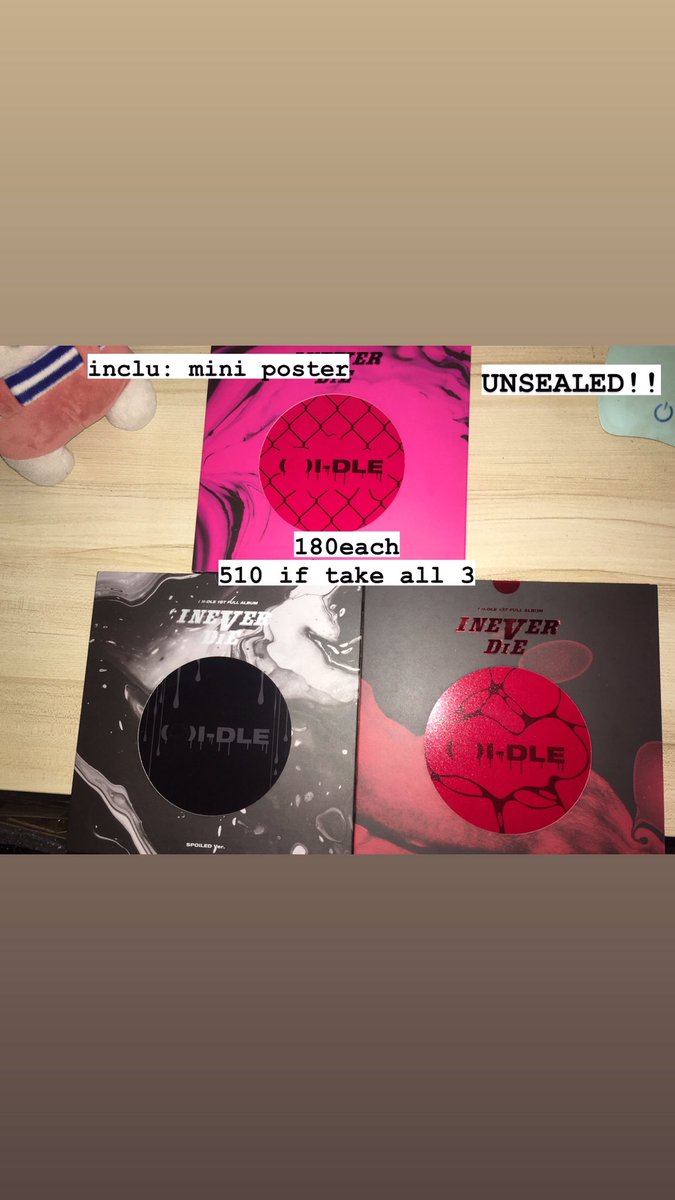 yeh_ally_'s tweet photo. Update!!
 wts lfb gidle
i never die: pc, unsealed album, poster

Items with “X” mark are sold

🏷 gidle i never die pc unsealed album poster minnie yuqi soyeon shuhua soojin miyeon spoiled risky chill kpop merch ph https://t.co/PPvQfs8eII