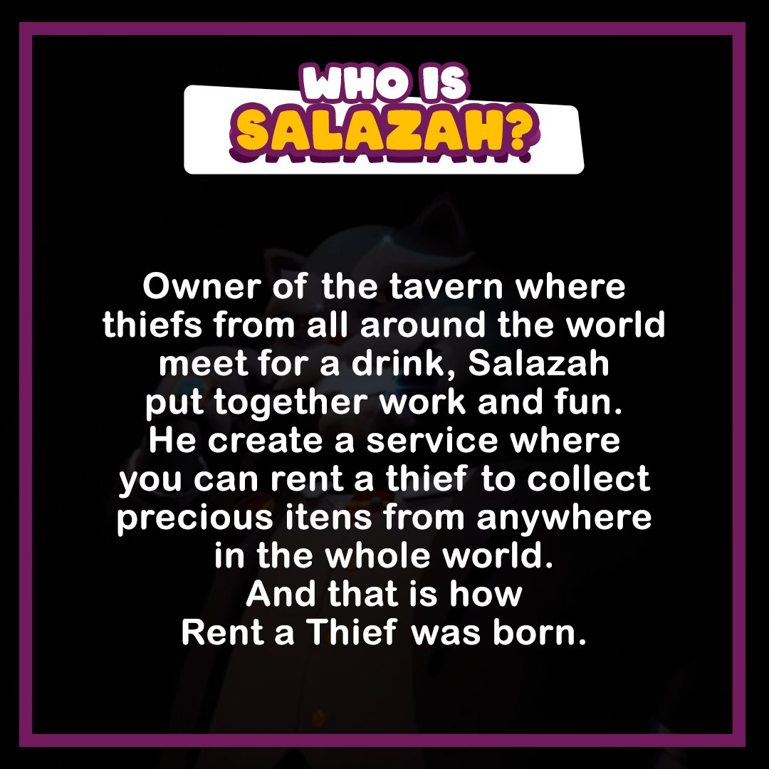 rentathief's tweet photo. Who is Salazah? The master mind behind Rent a Thief?
Check it out here. #NFTCommuntiy #nftart #NFTGame  #IndieGameDev #indiegame https://t.co/3pV0xXwnYU