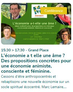Des présentations sérieuses mais également de plus en plus de dérives (sectaires ?). Une idée géniale pour promouvoir la transition écologique mais qui se tire littéralement une balle dans le pied... Bienvenue au festival Maintenant !