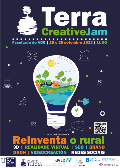 CienciasUSC's tweet photo. 🚀💡 2ª EDICIÓN-TERRA CREATIVE JAM-REINVENTA O RURAL_28 E 29 DE SETEMBRO https://t.co/hhrufStuy8
