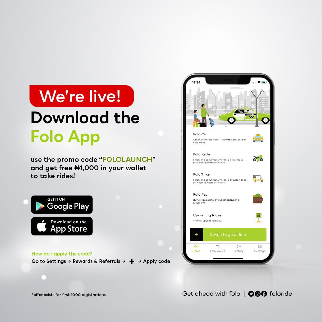 theladymotara's tweet photo. Going out seems inevitable for everyone that works in Lagos, how about you save money using a cheaper customised ride?

FoloRide @FoloRide helps you save money on your trips 👇👇 https://t.co/BGn6UegggY