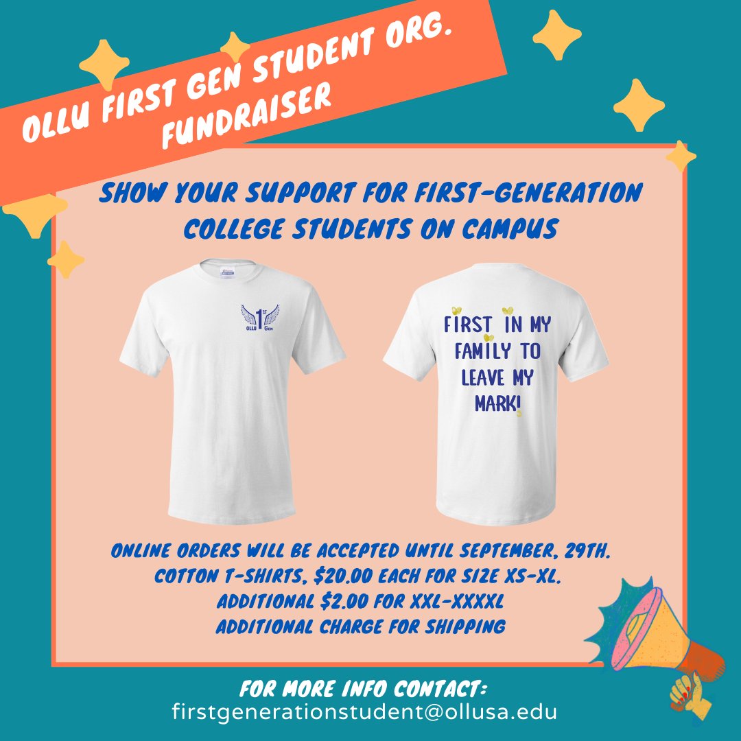 ollualumni's tweet photo. Support our First Generation students!! Get your first generation shirts today!!

https://t.co/n4IUvdJ2Ui https://t.co/GTax6Irdth