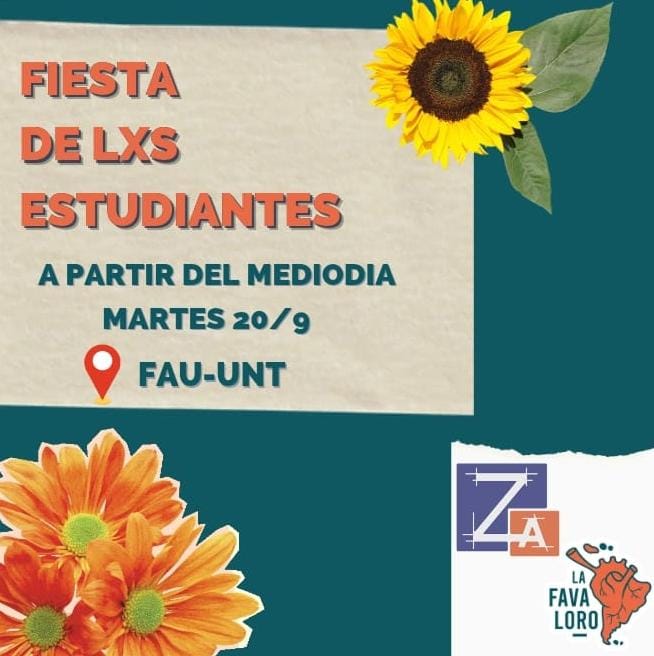 Catexia_MPE's tweet photo. 🥁[DÍA DEL ESTUDIANTE]✨

 MARTES 20
🔅Arrancamos con @ZunchoA ft @lafavalorount 🧡💙
📍 En la Facu de ARQUITECTURA (quinta agronomica)
🕐 Horario: 12 a 21h.
Con Toro mecánico, stand de glitter, la magia del dj Lean Muro y la Elu Del Mal, obviamente mucho escabio y gente linda💅🏽 https://t.co/HA42DhRPQp