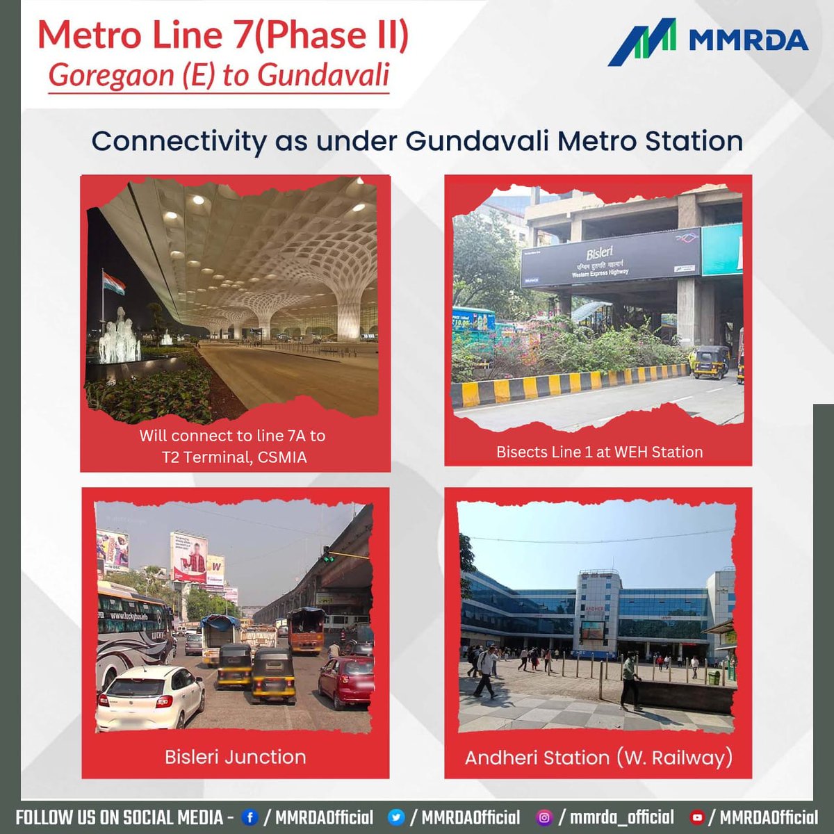 MMRDAOfficial's tweet photo. #MMRDA #Mumbai MetroLine7 Catch-up Plan 
#Gundavali metro stn , Andheri East , provides interchange facility to #Line1  #WEH metro station Overall Station Work is 93.60% complete. 
This station provides connectivity to #CSMIA #BisleriJunction #Andheri Railway stn. https://t.co/v6xNn0oG1j