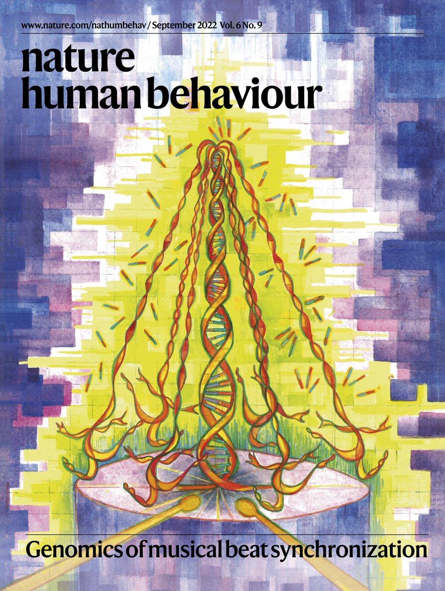 Thrilled to share that our beat synchronization GWAS is featured on the September 2022 cover of <a href="/NatureHumBehav/">Nature Human Behaviour</a>! This massive project was co-led with <a href="/MNiarchou/">Maria Niarchou (she/her)</a>, Lea Davis &amp; @NoriJacoby and supported by @VUMC_Genetics <a href="/VanderbiltENT/">VUMC Otolaryngology–Head and Neck Surgery</a> <a href="/NIH_CommonFund/">NIH Common Fund</a> nature.com/articles/s4156…