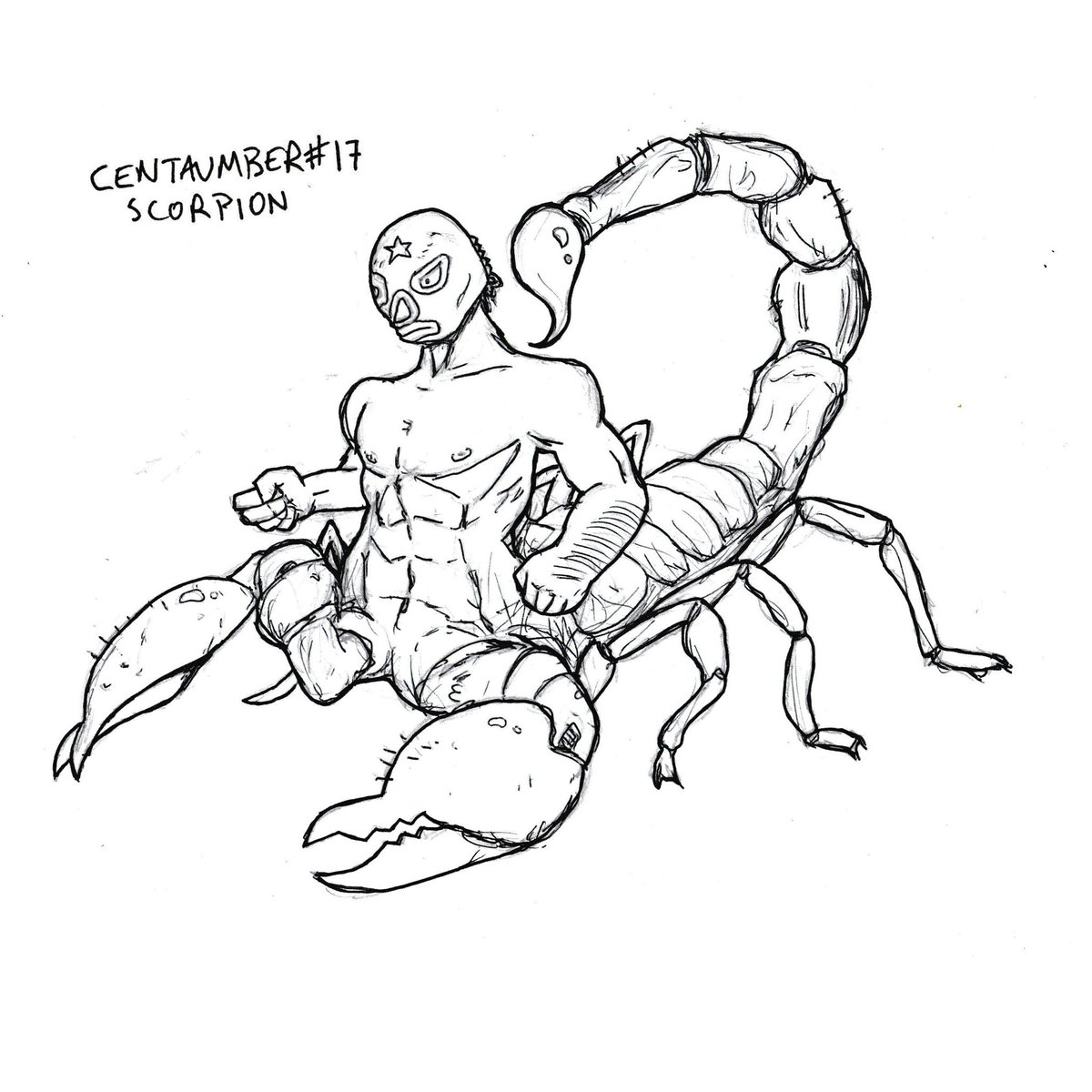 byduncanshields's tweet photo. My September drawing challenge this year is Centaumber which will be the 'centaurification' of non-horse animals. This is #17: Scorpion. #centaumber #centaur #inktember #hybrid #animal #scorpion https://t.co/C1lV0gWcp4