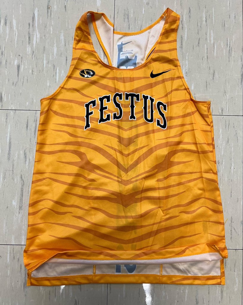 FestusGirlsTF's tweet photo. At Festus, we have always admired West Plains from afar.  After Coach Gunter &amp; the Zizzers came north and dominated our district track meet we talked about the standards for their candy stripes.

Tigers who meet the same standards, earn a special jersey.  For 2023: https://t.co/wYlnDUJKGs