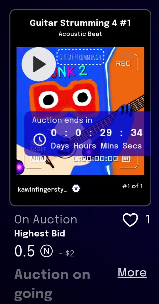 ฝากเสียงกีตาร์ของผมด้วยนะครับ อีกไม่ถึงครึ่ง ชม.จะหมดเวลาประมูลแล้วครับ ขอบคุณทุก Bid มากๆเลยครับ ❤️❤️ paras.id/token/x.paras.…