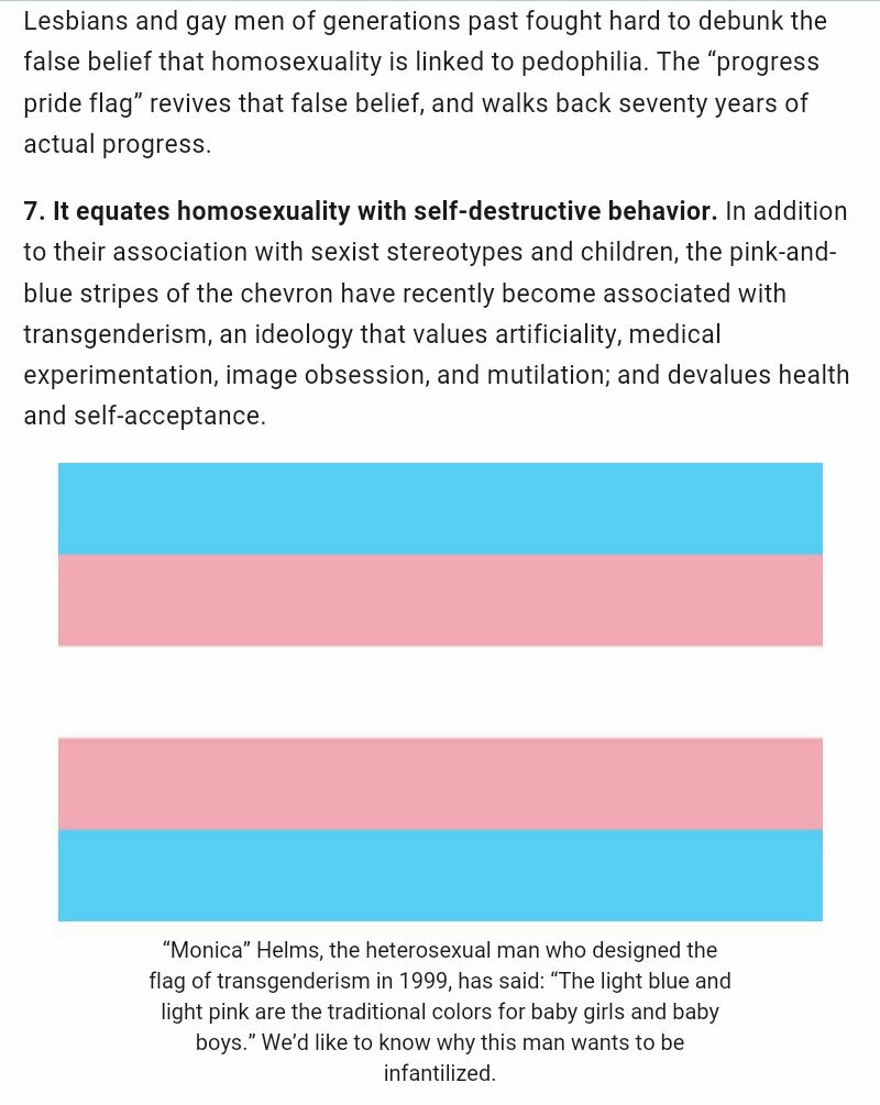ivanajpavlovic's tweet photo. #MonicaHelms who designed the flag of #Transgenderism
(#values artificiality, medical experimentation, image obsession & mutilation;
#devalues health & self-acceptance)
in 1999, has said:
“The light blue & light pink are
the traditional colors for baby girls & baby boys.” https://t.co/fPcBaCHgit