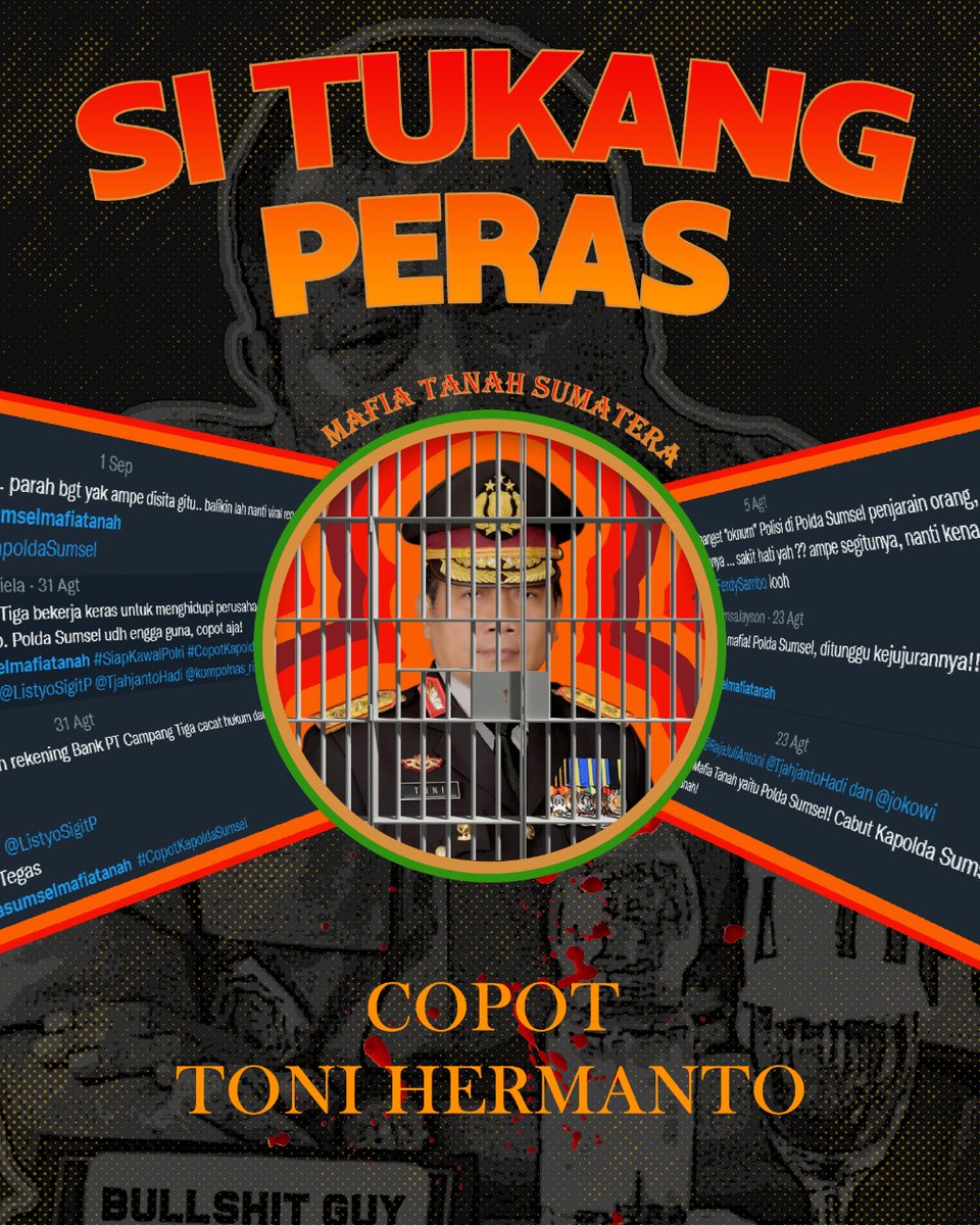 tmgeral's tweet photo. Mafia tanah gak akan hilang kalo Kapolda Sumsel aja trima cuan dan malah kriminalisasi pemilik tanah. Pak Kapolri, tindak anakmu!

#poldasumselmafiatanah
#copotkapoldasumsel
#ferdysambo
pinjol https://t.co/OtIjOVH6eq