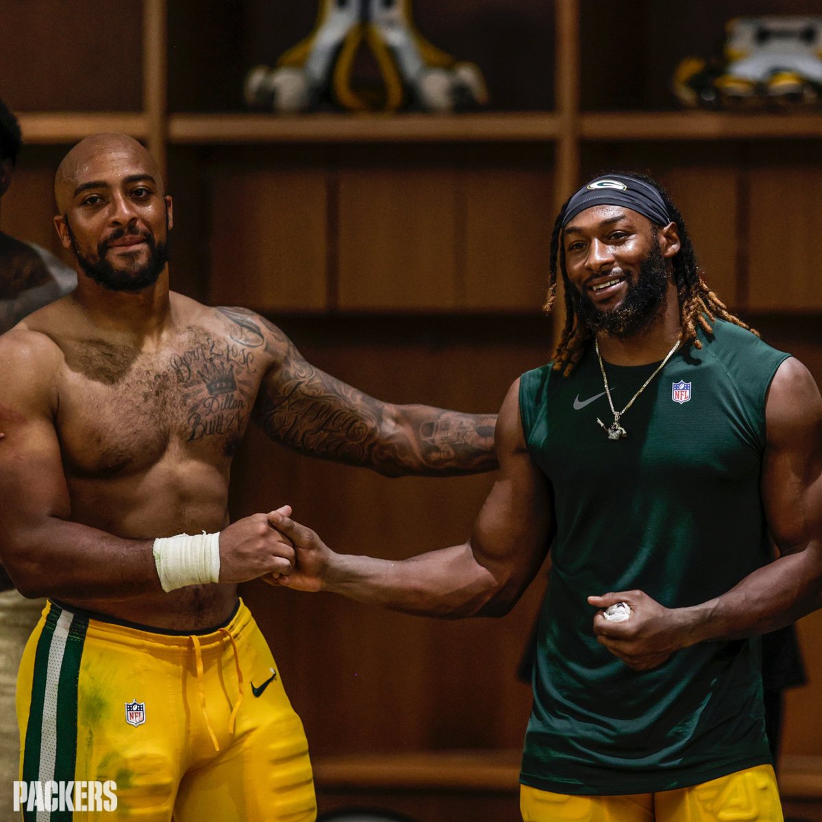 These two.

<a href="/ajdillon7/">AJ Dillon</a> 🤝 <a href="/Showtyme_33/">Aaron Jones 3️⃣3️⃣</a> 

#GoPackGo