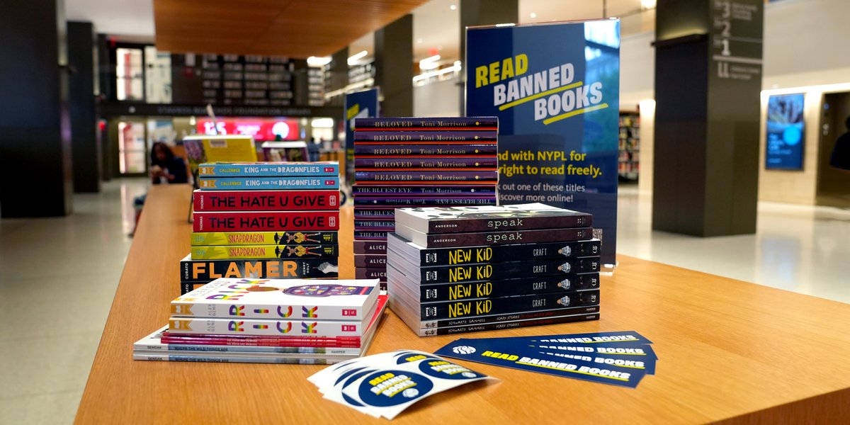 nypl's tweet photo. To mark #BannedBooksWeek (Sept 18-24), NYPL branches are giving away a selection of books that have been banned or challenged.

Visit your local branch to pick up a free book–while supplies last! https://t.co/erA32i3dES https://t.co/bE2c5NnBcn