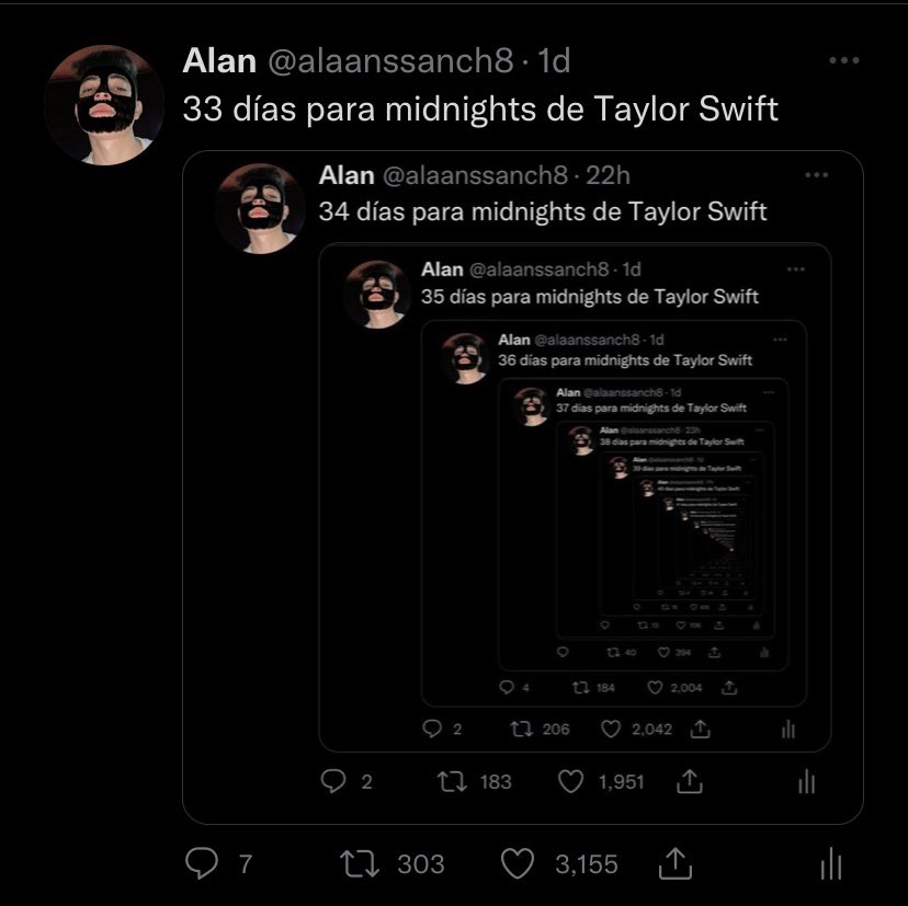 alaanssanch8's tweet photo. 32 días para midnights de Taylor Swift https://t.co/fkfbEAeeM9