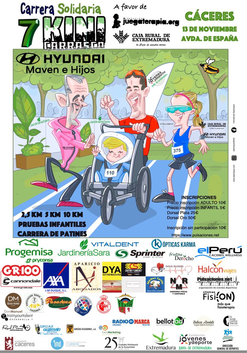 kinicarrasco's tweet photo. Ya tenemos fecha para la 7ª Carrera Solidaria Kini Carrasco a favor de @juegaterapia 
Este año tenemos un reto, llegar a los 1001 participantes.
Espero que un año más, sigáis a mi lado quienes corréis y quienes colaboráis esperando nuevas incorporaciones!
@Ayto_Caceres https://t.co/rkAekPxbUU