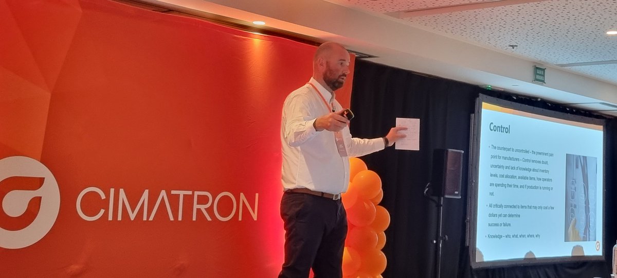 mdeklein's tweet photo. Interesting pitch on #Cribwise by Joakim Johansson. #cimgrc22 #cimatron #cadmes https://t.co/oUWjOluDwj