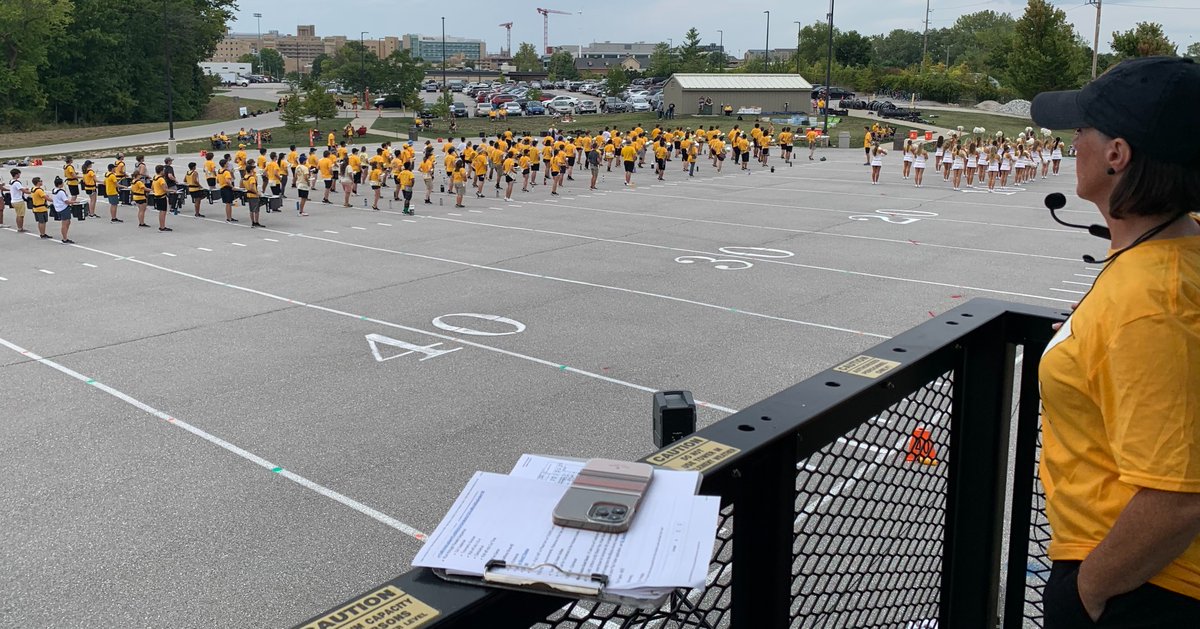 JupiterWinds's tweet photo. Marching Mizzou rehearsal featuring Jupiter Quantum Marching Brass! Watched them prepare for the Macy's Day Parade, as well as tighten up their halftime show. Great things happening at Mizzou! #jupiterbandinstruments @MarchingMizzou https://t.co/w8fQ7HInYI