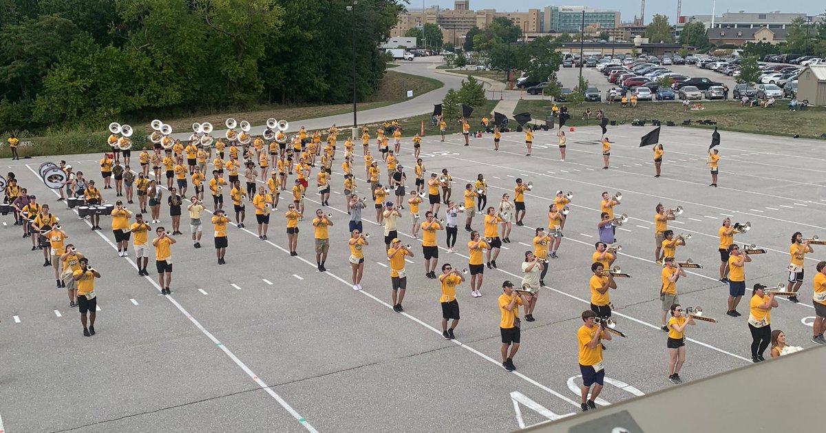 JupiterWinds's tweet photo. Marching Mizzou rehearsal featuring Jupiter Quantum Marching Brass! Watched them prepare for the Macy's Day Parade, as well as tighten up their halftime show. Great things happening at Mizzou! #jupiterbandinstruments @MarchingMizzou https://t.co/w8fQ7HInYI