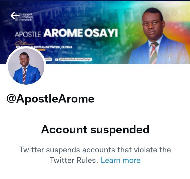 helloefezino's tweet photo. @Twitter and @TwitterSupport restore @ApostleArome ‘s account.

Rt https://t.co/USKU5862EK