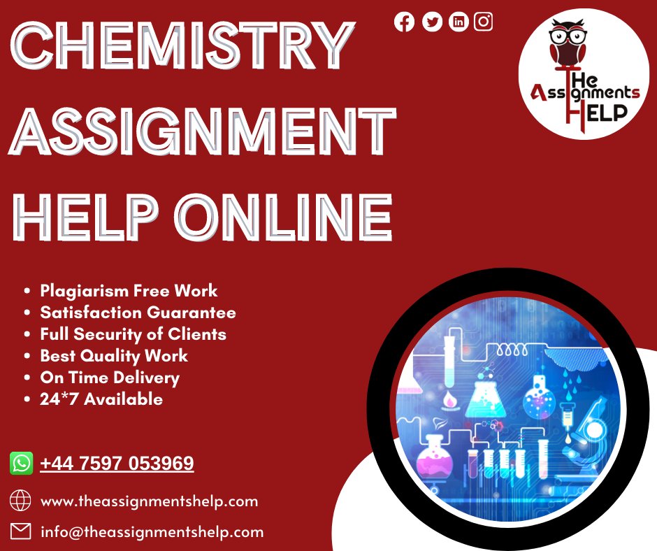 tasignmentshelp's tweet image. Be confident! Because you choose our Chemistry Assignment Help Services.
Order Your Task Now.
#chemistry #chemistryassignment #chemistryassignmenthelp #chemistryhomeworkhelp #organicchemistryassignmenthelp #chemicalengineeringassignmenthelp #assignmenthelp #theassignmentshelp