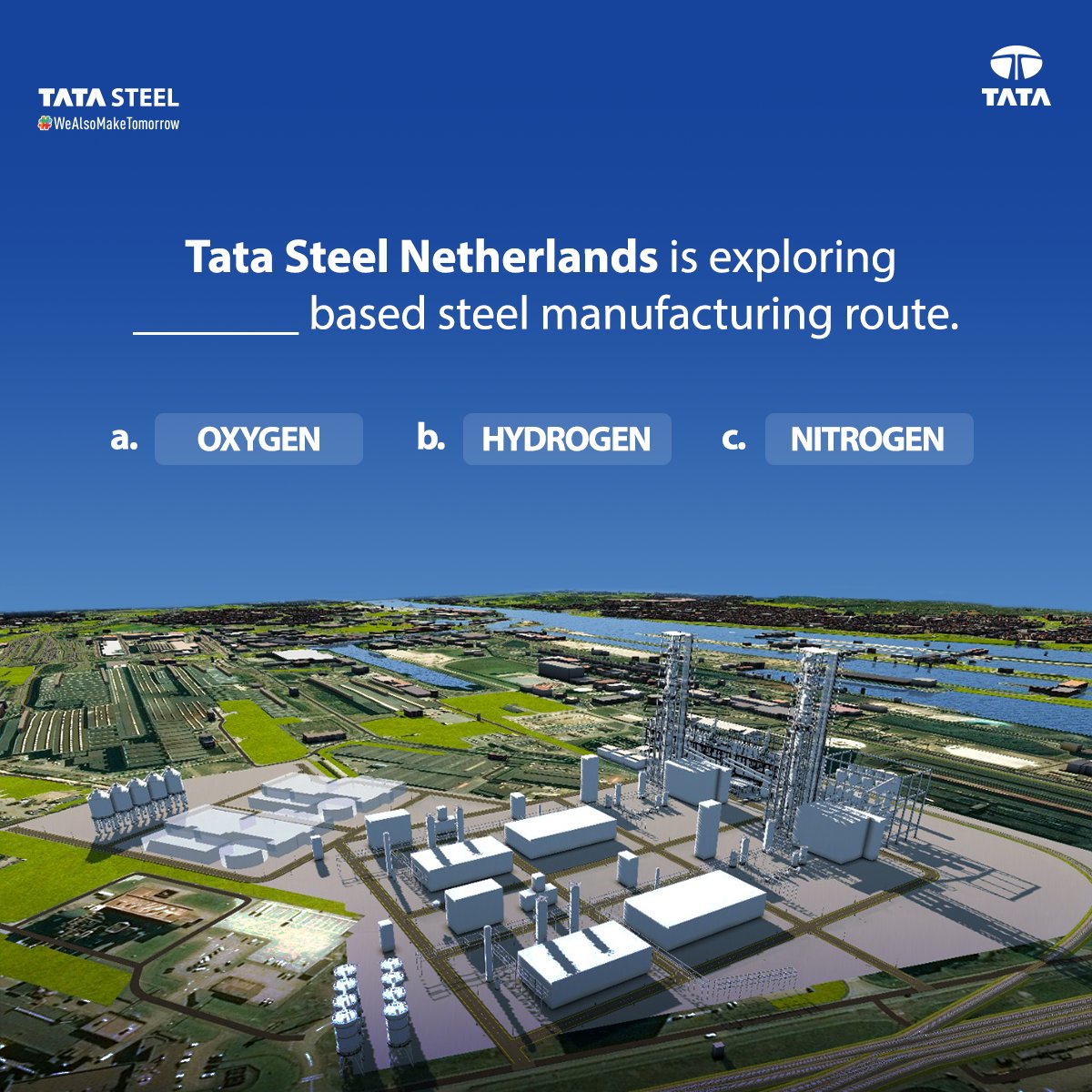 Tata Steel on X: Hint: To shift towards green steel manufacturing, #TataSteel  Netherlands has signed contracts with 3 companies which will accelerate its  journey towards becoming carbon-neutral. Comment with your answer and