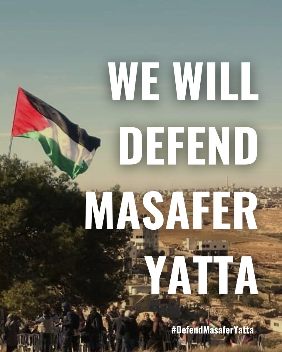 USCPR_'s tweet photo. Social Media Storm Starting NOW!

The Israeli state is carrying out the largest forced expulsion of Palestinian people from their homes in 55 years amid a media blackout. 

Let's make sure the world hears this news ➡️ https://t.co/VNYJsqsN4j

#DefendMasaferYatta https://t.co/Fj4LvYAPpa