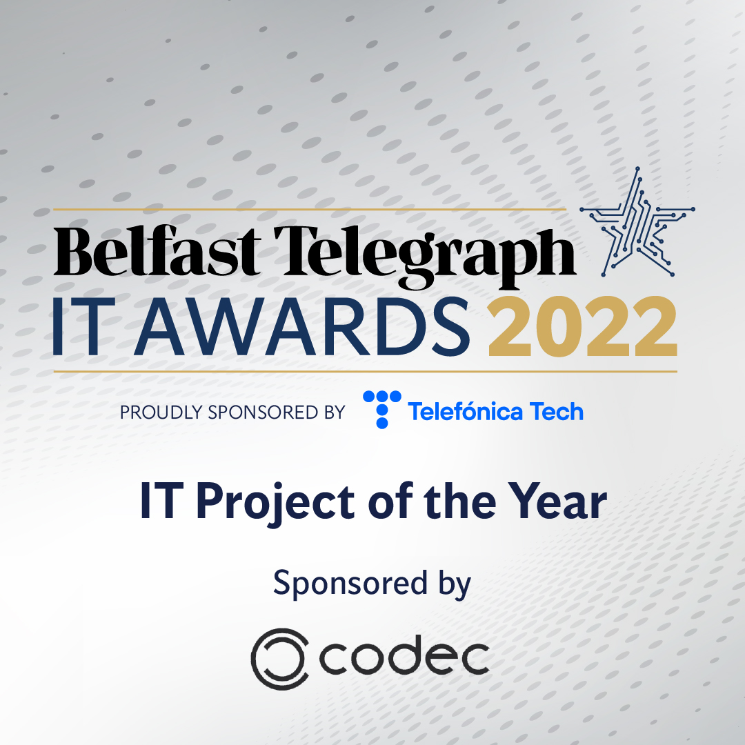 Codec are proud to once again sponsor the "IT Project of the Year" award category at the upcoming Belfast Telegraph IT Awards. To view the categories or to submit an entry, click here: bit.ly/3S5VheG
#codecuk #itawards