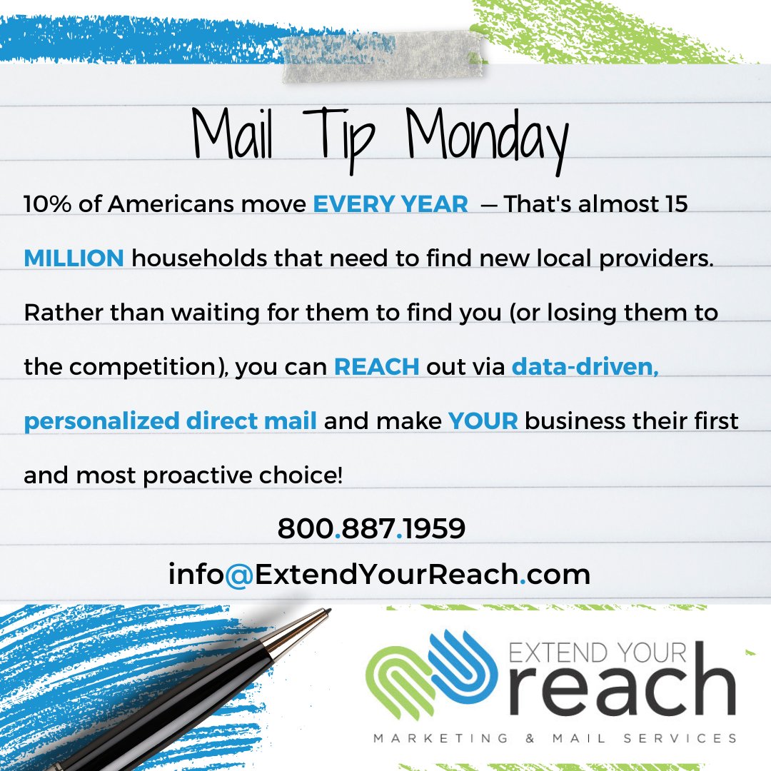 eyreach's tweet photo. From a new grocery store, to a trustworthy family doctor or the closest branch of your bank — newly moved households are actively searching for YOUR business! Using #variabledata and engaging #design, be the FIRST in their mailbox 📬 and on their mind 🧠 . Contact #TeamEYR today! https://t.co/47q5Maylg1