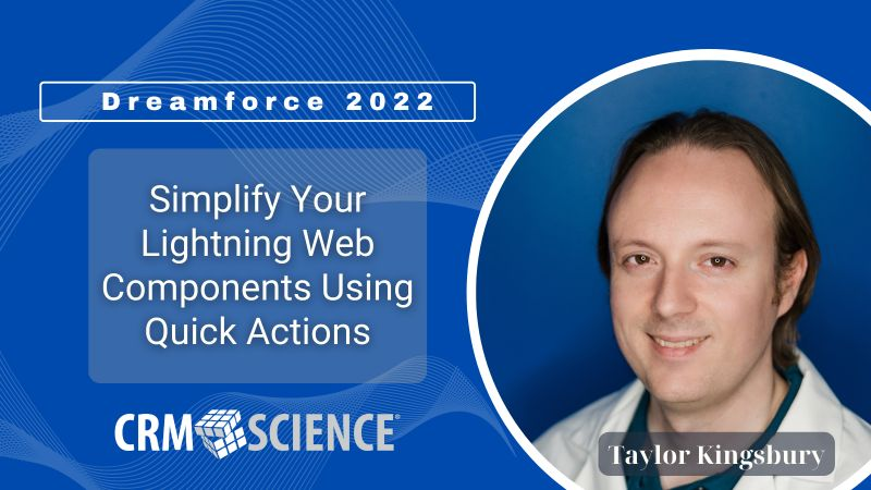 At this year’s Dreamforce, our own Taylor Kingsbury will present and host a panel called "Simplify your Lightning Web Components using Quick Actions"!

Make sure to add it to your DF Agenda! 👉 ow.ly/ZQc650KGjPo

#Dreamforce #DF22 #Salesforce #DF #Dreamforce22