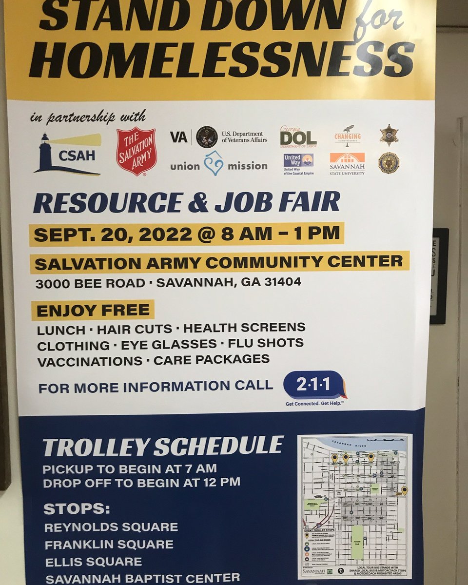 Join us tomorrow for the 18th annual Stand Down for Homelessness Resource and Job Fair! 

This free event from 8 a.m. to 1 p.m. and trolley services will be provided beginning at 7 a.m. 

We hope to see you there! #DoingTheMostGood