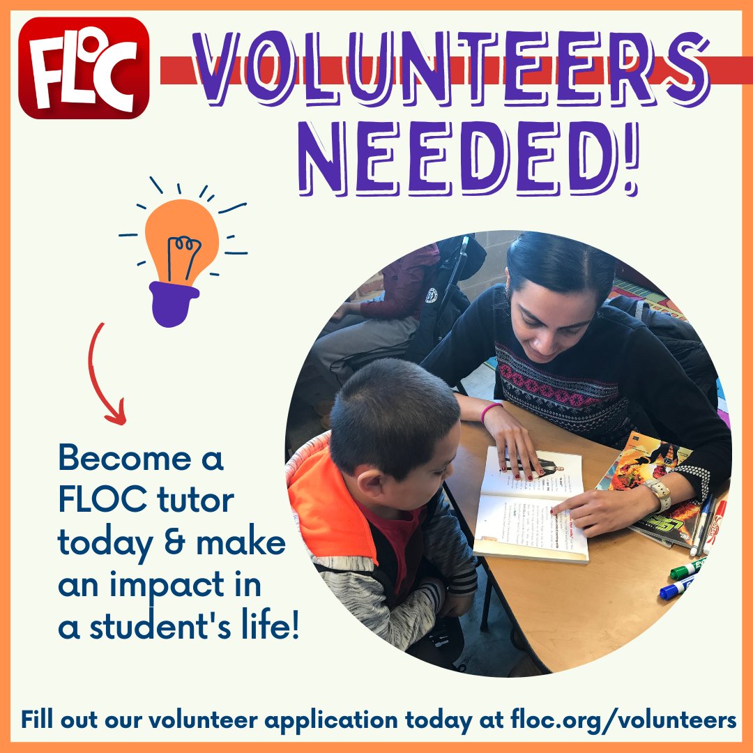 This week, we're kicking off our 2022-23 tutoring program with volunteer training! Would you like to help a student with their reading or math this school year? For just 2 hours a week, you can make a difference. 📓

There's still time to sign up - visit floc.org/volunteers