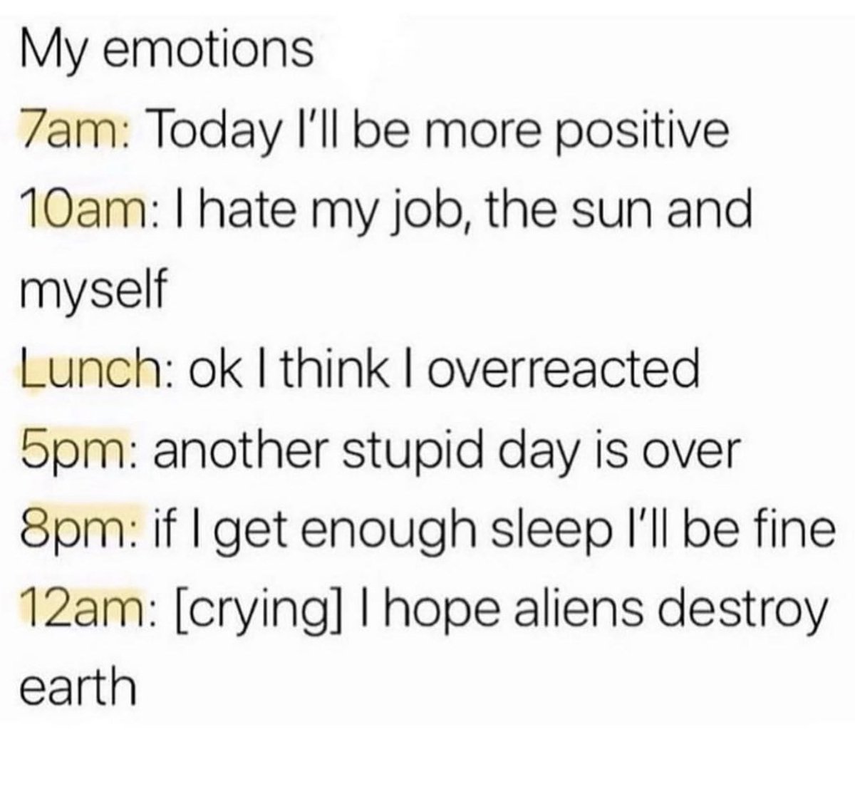 womenshumor's tweet photo. Just your typical Monday... https://t.co/yxZeIKji4C