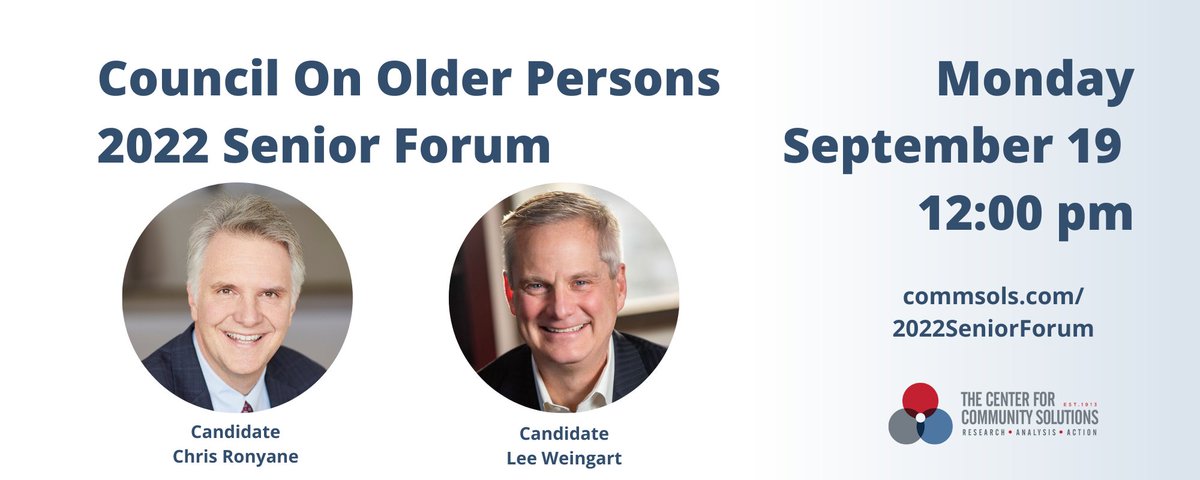 CommunitySols's tweet photo. We're chatting with @CuyahogaCounty Executive candidates @weingart2022 and @chrisronayne RIGHT NOW! Join the conversation here https://t.co/MKIe9pIxWd and follow #SeniorForum https://t.co/A5fq6yryh9