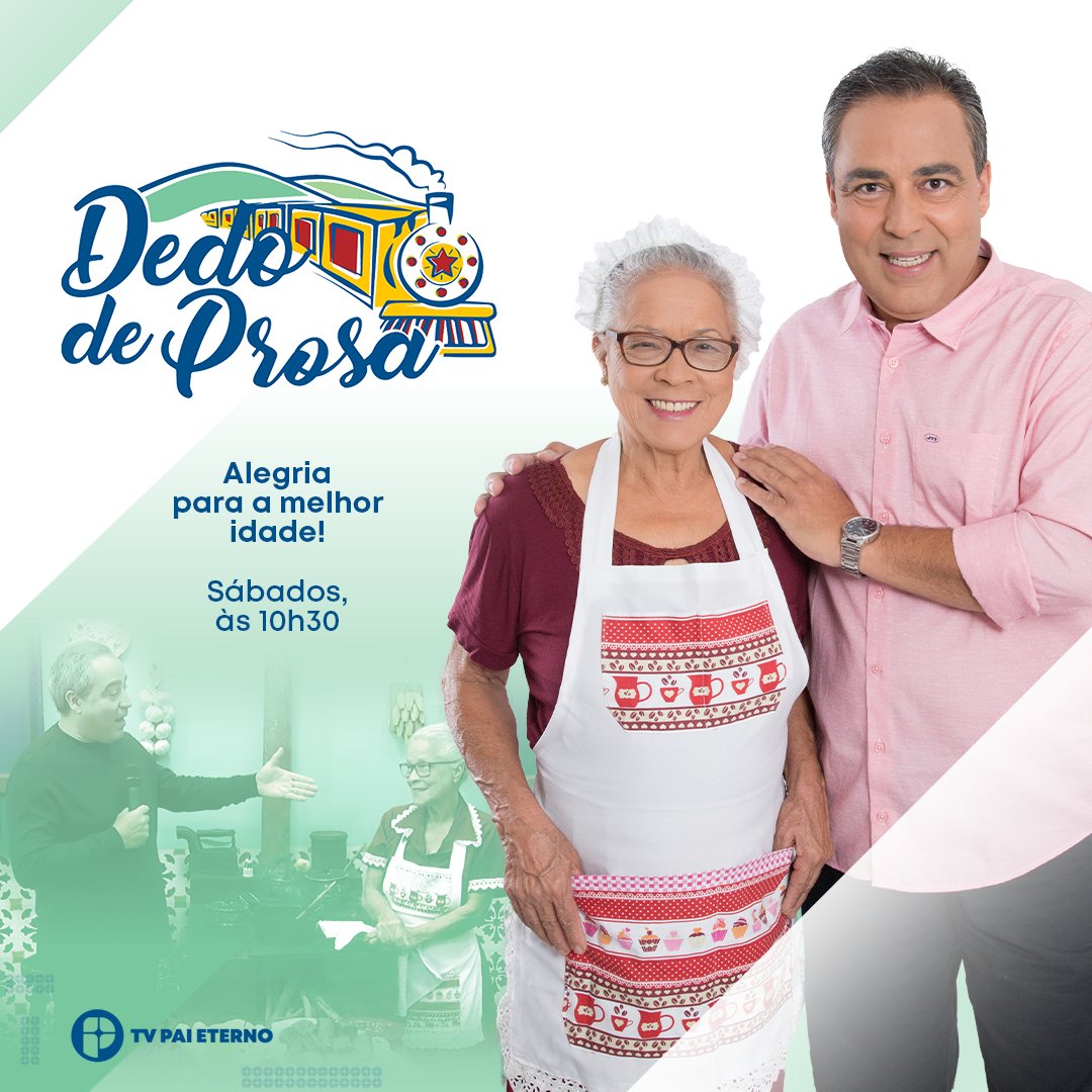 TVPaiEterno's tweet photo. Vamos passar a manhã de sábado com uma conversa boa, bolo de fubá, cafezinho, música e animação? Então, liga na TV Pai Eterno, aos sábados às 10h30, e vem ter com a gente um Dedo de Prosa! Juarez Elisiário e dona Nicinha te esperam!
#DedodeProsa #TVPaiEterno #MelhorIdade https://t.co/WvRVlpUPWm