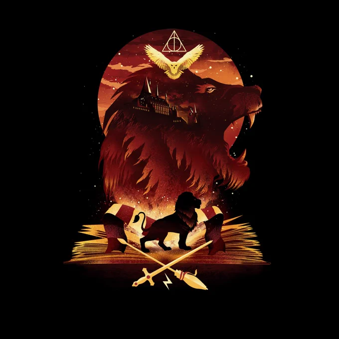 Las cuatro casas de  Gryffindor, Slytherin, Ravenclaw y Hufflepuff. 