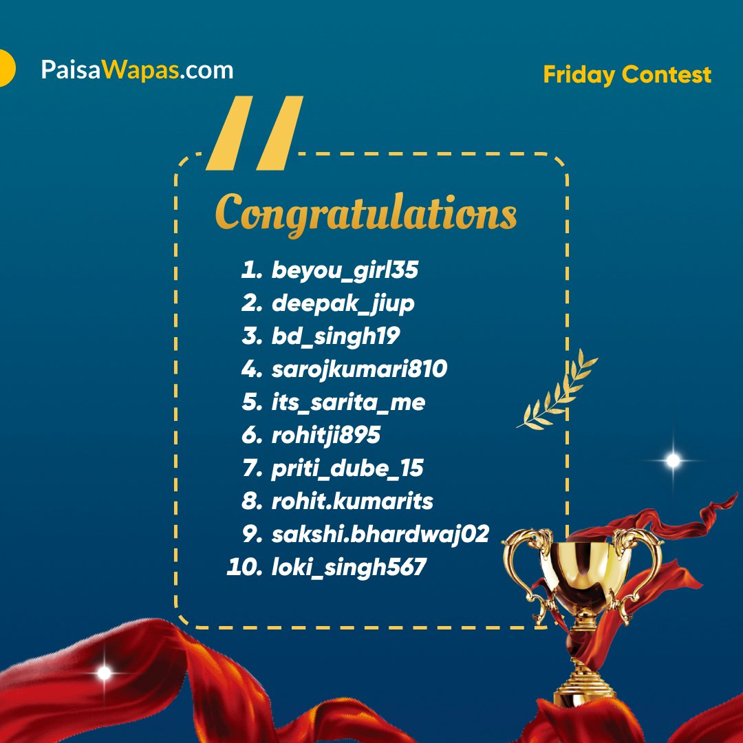 paisawapas's tweet photo. Here Are The Lucky Commenters Of PaisaWapas Friday Contest_ 16 September 2022โค๏ธ
.
#PaisaWapas #Mondaymotivation #win #contest #contestwinners #paytmcash #Fridaycontest https://t.co/PJ9F0yNQin