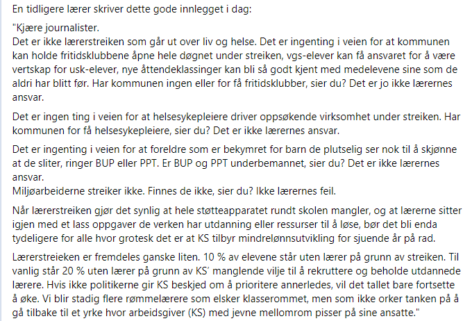 SosialSonia's tweet photo. Godt innlegg fra en lærer som forlot klasserommet i år. https://t.co/4HnoNIMUo2