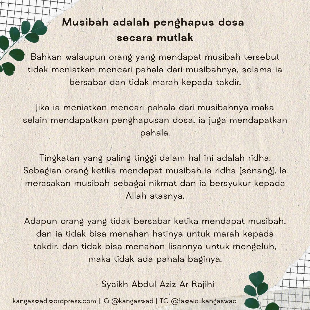 kangaswad's tweet photo. Musibah adalah penghapus dosa secara mutlak https://t.co/l5pJks6cLk